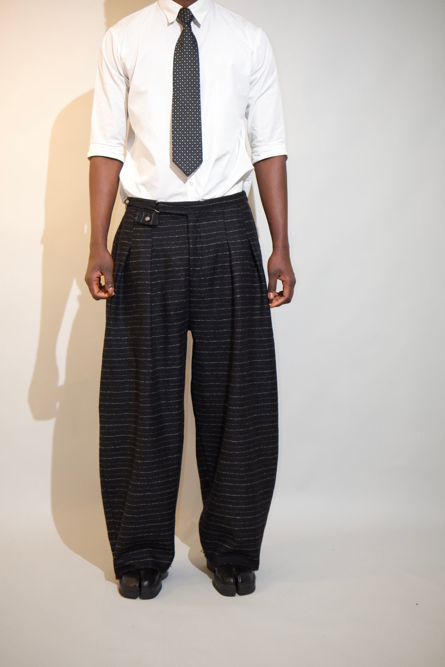 Black Horizontal Striped Trousers