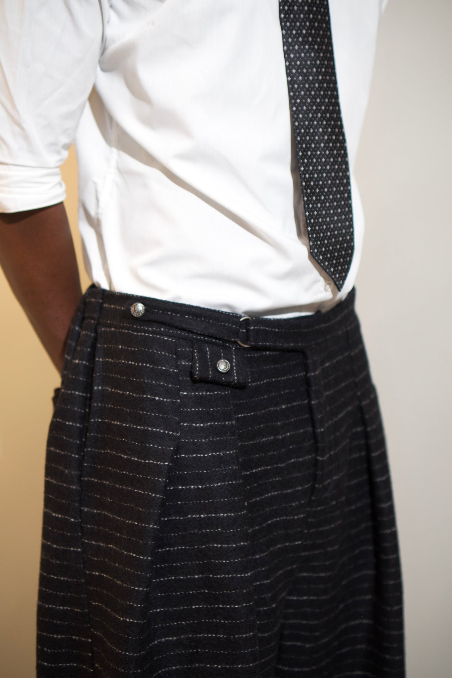 Black Horizontal Striped Trousers